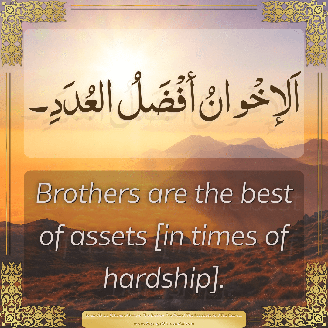 Brothers are the best of assets [in times of hardship].